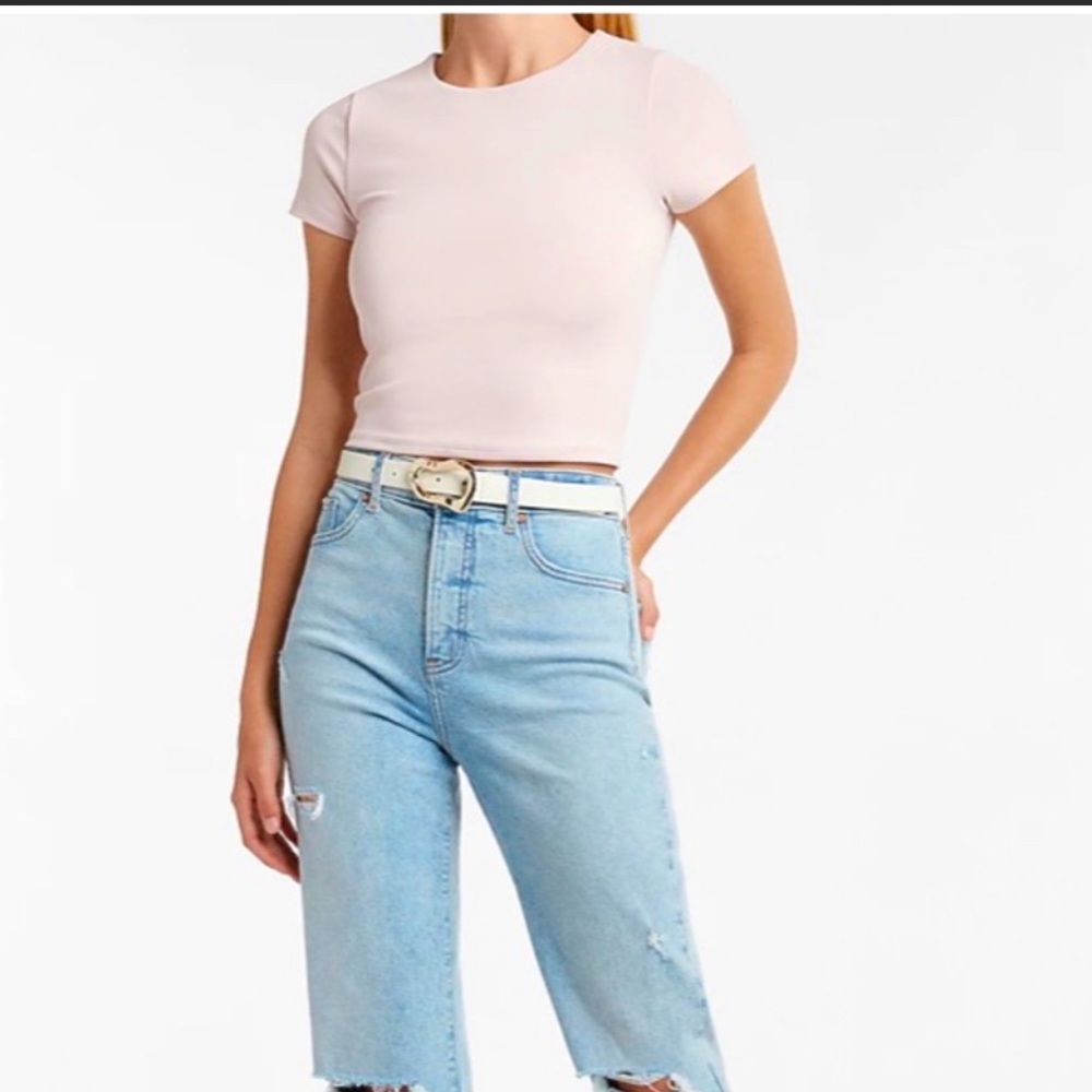 NWT Express Body Contour Matte 90s Cropped Tee XS